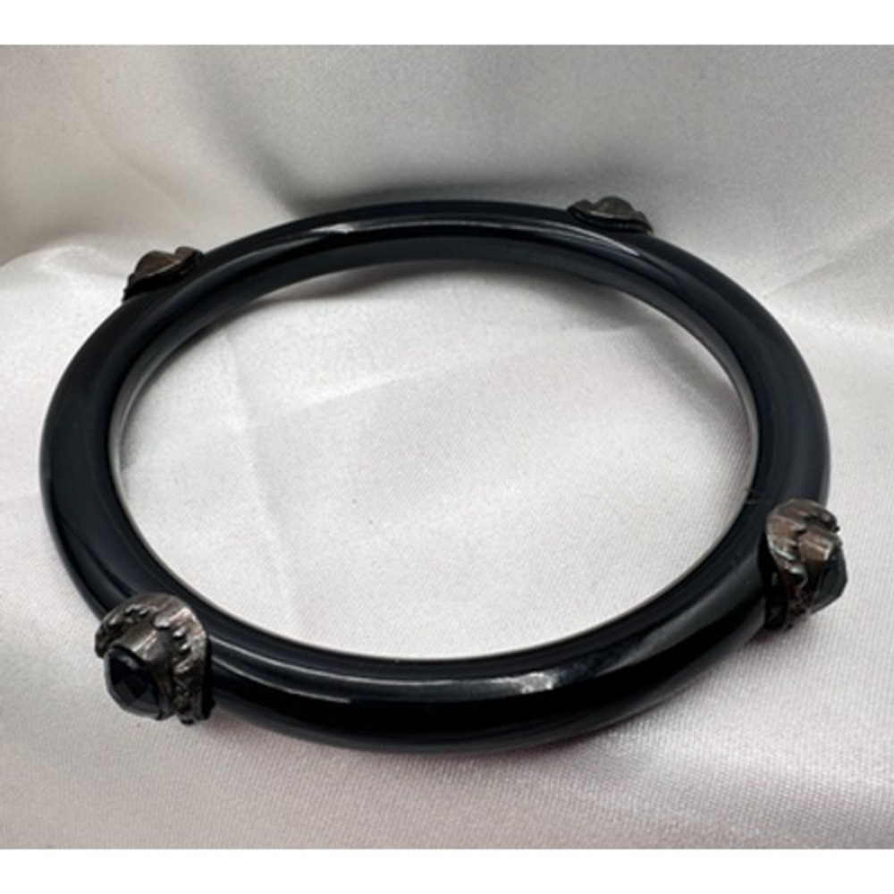 Vintage Y2K Silver Tone Black Beaded Bracelet Women's Classic Fashion Jewelry